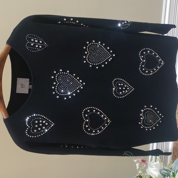 Nwt Liv Milano XL black with shiny stone sweater - Picture 2 of 12